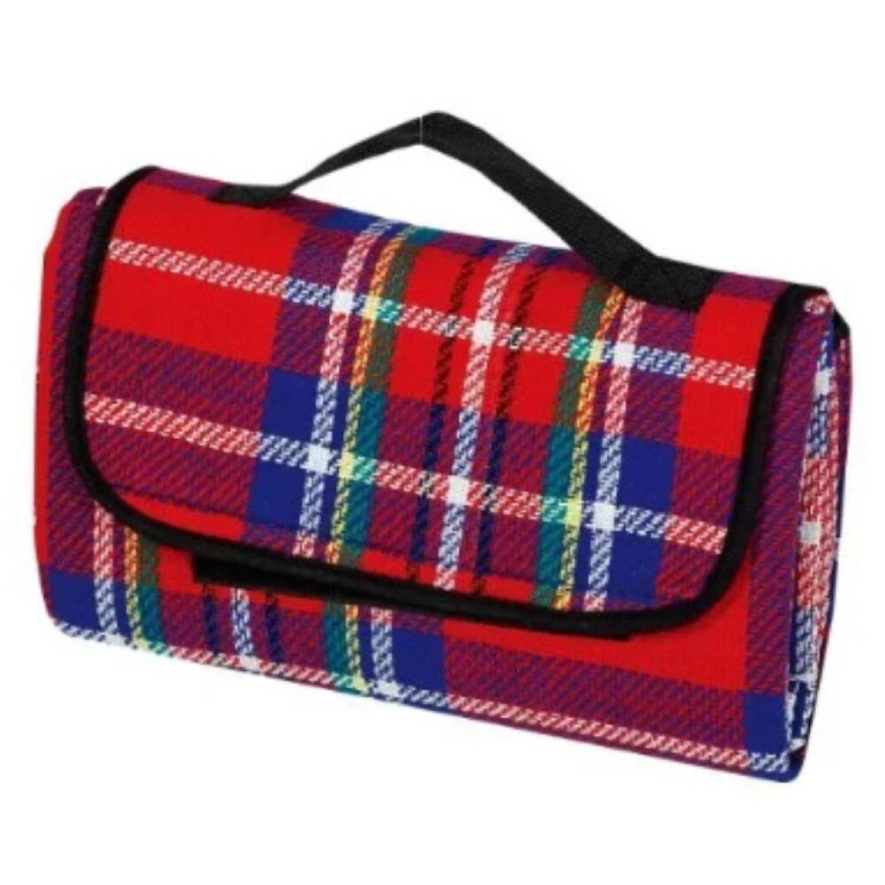 Rollup Picnic Blanket Mat with Handle & Velco Closure Acrylic Comfy 59"x51"